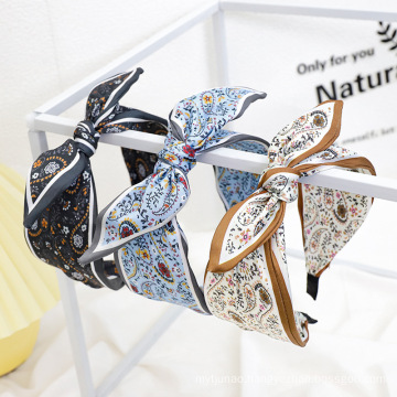 Bandeau Opaska Fashion Fabric Print Bow Knot Headband for Women Girl Korean Hairband Hair Accessories Dropshipping Wholesale